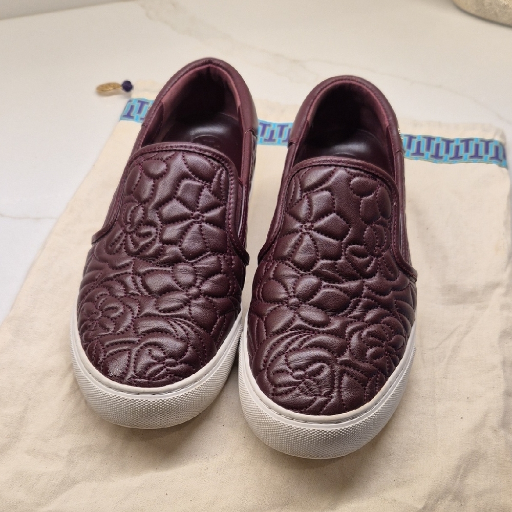 Tory Burch Quilted Slip-On Sneakers - Burgundy